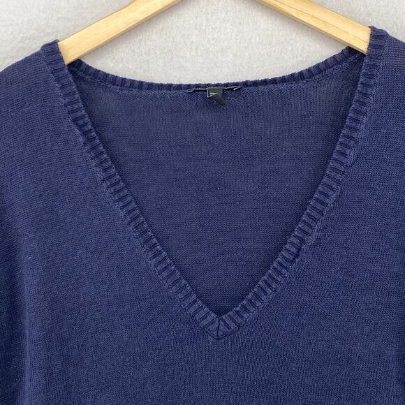 EILEEN FISHER Sweater XL Organic Linen Boxy V-Neck Pullover Jumper Blue - Picture 4 of 11